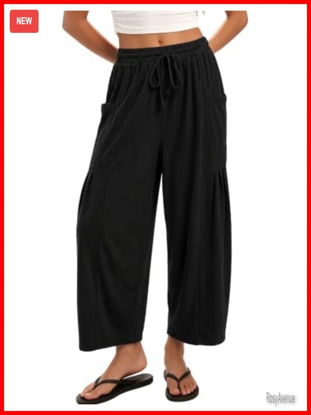 Womens Casual Wide Leg Palazzo Pants Drawstring Elastic Waist Lounge Trousers